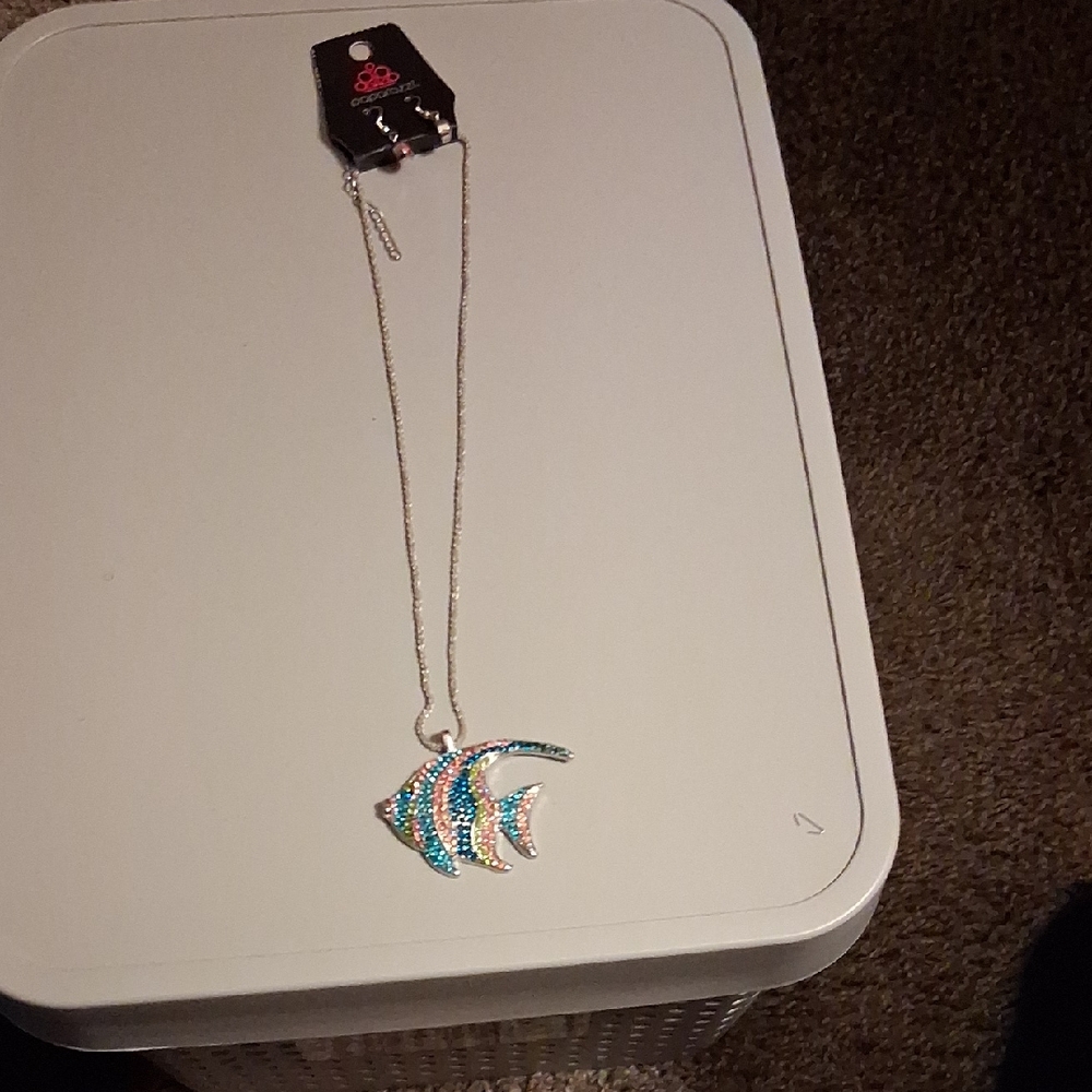 Paparazzi Silver and Blue Fish Necklace